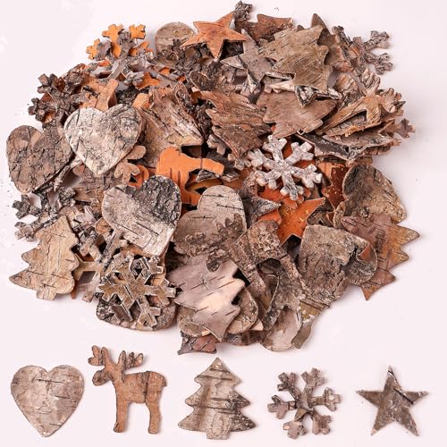 HERZONE 100pcs holz Streudeko Weihnachten aus Birkenholz Deko Winter Holz Deko Schneeflocken, Rentier, Sterne&Weihnachtsbaum - Weihnachtsschmuck, Scrap Booking HERZONE 100pcs holz Streudeko Weihnachten aus Birkenholz Deko Winter Holz Deko Schneeflocken, Rentier, Sterne&Weihnachtsbaum - Weihnachtsschmuck, Scrap Booking von HERZONE