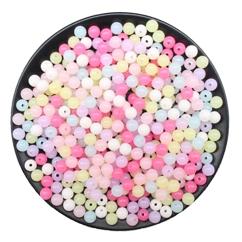 HERZONE 1800pcs runde Bunte Perlen zum Auffädeln 6mm kunstperlen für DIY Armband Halskette Schmuckherstellung (bunt-6mm) von HERZONE