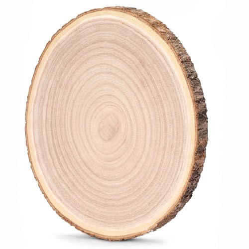HERZONE 30~35cm Paulownia Holzscheiben Holzscheiben zum Basteln, Dicke ca.14mm Polierte Holzplatte Rund aus Natürlichem Paulownia-Holz (1pcs) von HERZONE