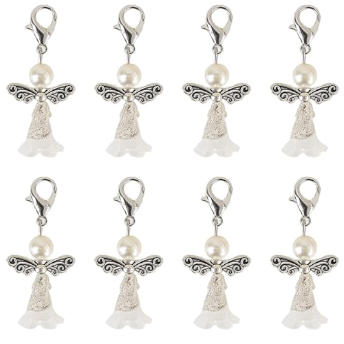 HERZONE 40pcs Schutzengel Anhänger klein Schutzengel Gastgeschenke Hochzeit Taufe Perlenengel Konfirmation Geburtstag Handmade Geschenk für Gäste (Silber) von HERZONE