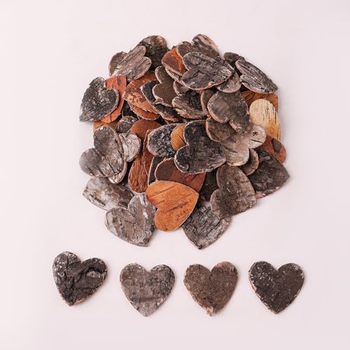 HERZONE 50pcs Streudeko holz Herze 5cm für Hochzeit & Party aus Birkenholz - Zubehör für DIY-Projekte - Naturholzscheibchen zum Basteln (herz 5cm) von HERZONE
