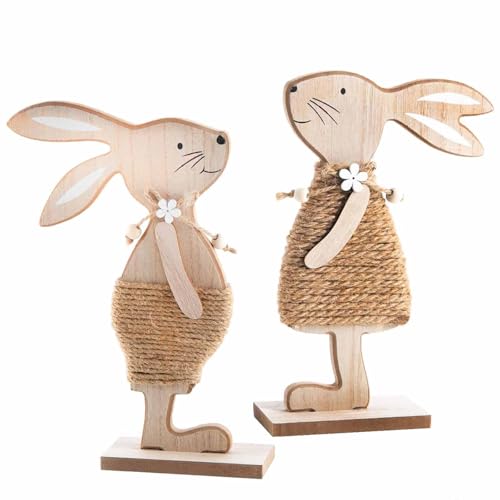 HERZONE Hase Aufsteller für Ostern,Osterhase Figur osterndeko Osterhase zum Hinstellen (D) von HERZONE