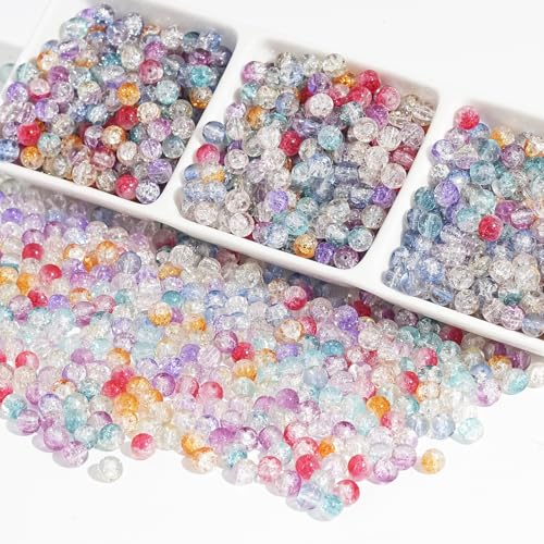 HERZONE ca, 500pcs glasperlen in bunt 8mm runde Bunte Perlen zum Auffädeln (bunt-a) von HERZONE