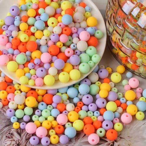 HERZONE mix matte perlen in bunt 1100pcs Bunte Perlen zum Auffädeln Bastelperlen für DIY Armbänder, Schmuckherstellung, Halsketten (bunt-mix) von HERZONE