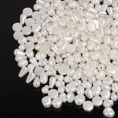 HERZONE 850 Pcs Ivory Round Kunststoff Beads zum Basteln, Schmuckherstellung, Dekoration und Vasenfüller (2992933031) von HERZONE