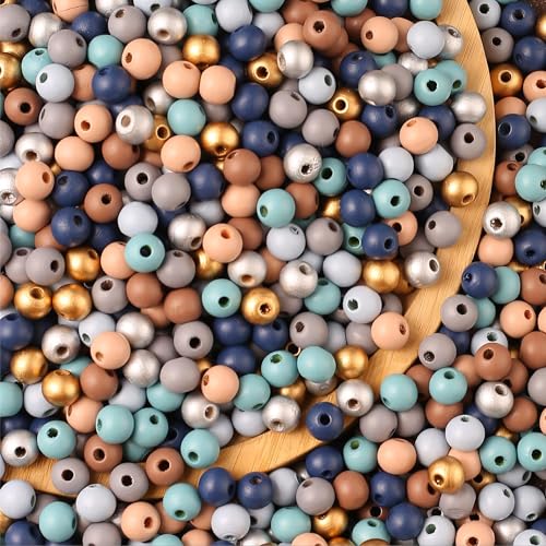 HERZWILD 1000pcs bunte holzperlen zum auffädeln 8mm holzperle farbig bastelnperlen f. DIY schmuck Herstellung (bunt-8mm) von HERZWILD