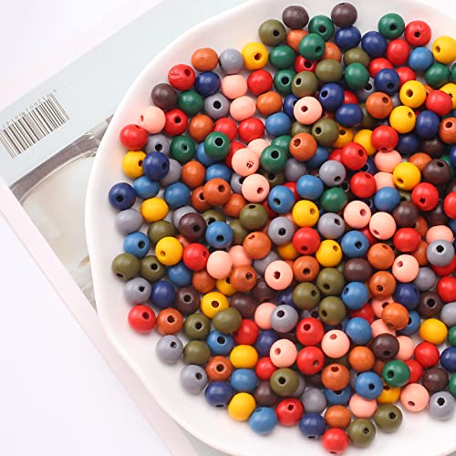 HERZWILD 1000pcs bunte holzperlen zum auffädeln 8mm holzperle farbig bastelnperlen f. DIY schmuck Herstellung (bunt-8mm/A) von HERZWILD