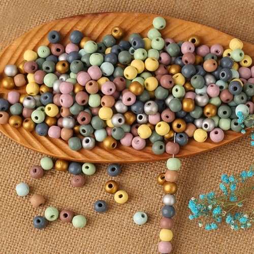 HERZWILD 1000pcs bunte holzperlen zum auffädeln 8mm holzperle farbig bastelnperlen f. DIY schmuck Herstellung (bunt 8mm-B) von HERZWILD