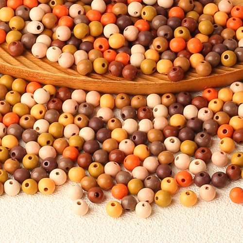 HERZWILD 1000pcs bunte holzperlen zum auffädeln 8mm rund holzperle farbig bastelnperlen f. DIY schmuck Herstellung (bunt-8mm/B) von HERZWILD