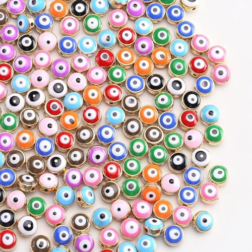 HERZWILD 100pcs Evil Eye Perlen zum Auffädeln Augen perlen bunt DIY-Schmuck für Armbänder Halskette Schmuck herstellen Für DIY Schmuckherstellung von HERZWILD