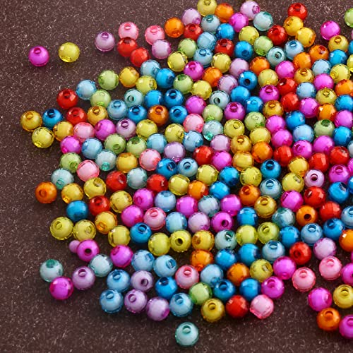 HERZWILD 1350pcs Bunte Perlen zum Auffädeln rund perlen Acryl Mehrfarbig Perlen 6mm Bastelperlen für DIY Armbänder Schmuck Haarband Halsketten(6mm) von HERZWILD