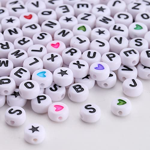 HERZWILD 1400pcs rund buchstabenperlen zum auffädeln herzperlen sternperlen buchstaben perlen bastelnperlen Buchstaben A-Z perlen für Schmuck Basteln (black) von HERZWILD