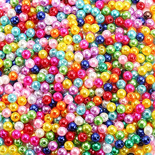 HERZWILD 1500 Stück bunte Perlen, ABS, rund, lose Kunstperlen, glänzend, polierte Perlen für Schmuckherstellung, Basteln, Armbänder, Halsketten, Strickdekorationen (bunte Perlen) von HERZWILD