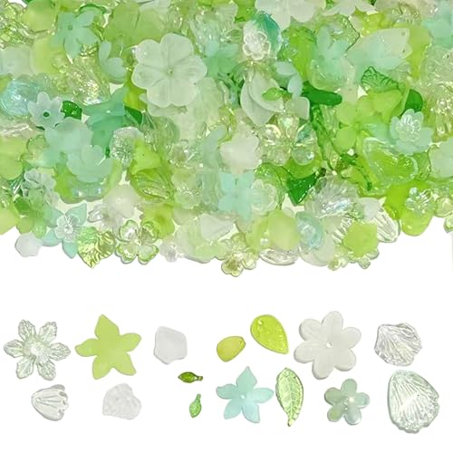 HERZWILD 150g transparente Blatt-Anhänger blume Anhänger klares Acryl, grüne Charms, Perlenkappen, Blumenmuster, zum Basteln von Schmuck, Armbändern, Halsketten, Ohrringen, Kunststoff (grün weiß) HERZWILD 150g transparente Blatt-Anhänger blume Anhänger klares Acryl, grüne Charms, Perlenkappen, Blumenmuster, zum Basteln von Schmuck, Armbändern, Halsketten, Ohrringen, Kunststoff (grün weiß) von HERZWILD