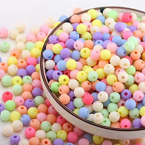 HERZWILD 1800 Stück matte Acryl-Perlen, rund, mattiert, Bonbonfarben, verschiedene Perlen-Armbänder, blickdichte Pastellfarben, gemischt für DIY-Schmuckherstellung (Farbe B) von HERZWILD