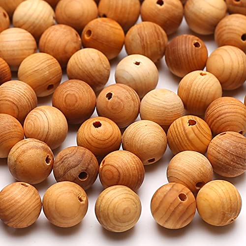 HERZWILD 200pcs natürliche Sandelholz-Perlen, Gemischte Muster Natürliche Bunte Holz Perlen, Holzperlen mit Perlen Einfädler (auratus 10mm) von HERZWILD