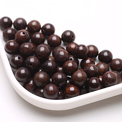 HERZWILD natürliche Sandelholz-Perlen, Gemischte Muster Natürliche Bunte Holz Perlen, Holzperlen mit Perlen Einfädler.…… (black 10mm) von HERZWILD