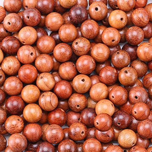 HERZWILD natürliche Sandelholz-Perlen, Gemischte Muster Natürliche Bunte Holz Perlen, Holzperlen mit Perlen Einfädler.…… (brown 10mm) von HERZWILD