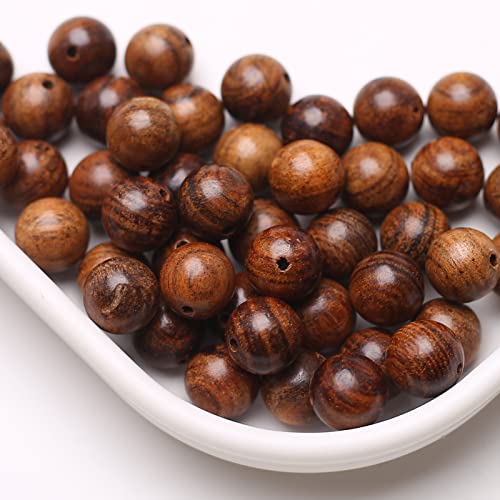 HERZWILD natürliche Sandelholz-Perlen, Gemischte Muster Natürliche Bunte Holz Perlen, Holzperlen mit Perlen Einfädler.…… (black brown 10mm) von HERZWILD