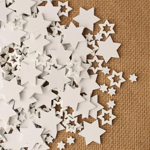 HERZWILD 300pcs Holzsterne zum Basteln Streudeko Weihnachten Sterne Holz Sterne Deko Konfetti,Holz Sterne Tischdeko Klein,Weihnachtsdeko Basteln,Sterne Basteln für Hochzeit,Geburtstag (weiß) von HERZWILD