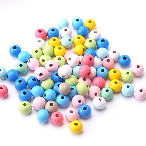 HERZWILD 400PCS bunte holzperlen zum auffädeln holzperle farbig bastelnperlen f. DIY schmuck Herstellung (12mm) von HERZWILD