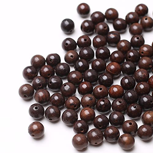 HERZWILD natürliche Sandelholz-Perlen, Gemischte Muster Natürliche Bunte Holz Perlen, Holzperlen mit Perlen Einfädler.…… (black 8mm) von HERZWILD