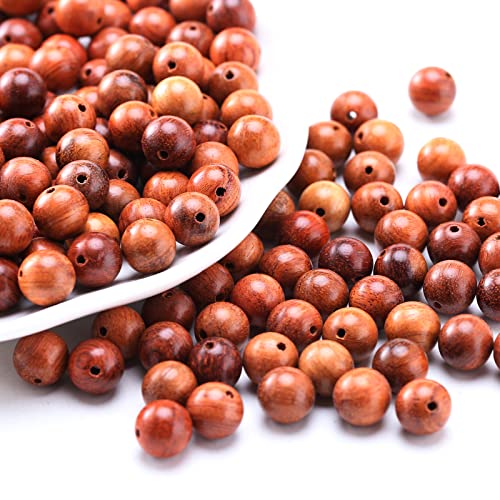 HERZWILD natürliche Sandelholz-Perlen, Gemischte Muster Natürliche Bunte Holz Perlen, Holzperlen mit Perlen Einfädler.…… (brown 8mm) von HERZWILD