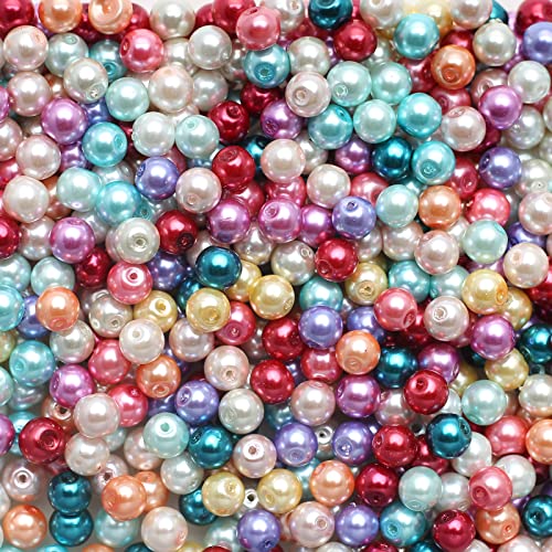 HERZWILD Glasperlen Creme Gemischte Größe Perlen zum auffädeln Kunstperle Runde Perlen für Schmuckherstellung (color mix-2) von HERZWILD