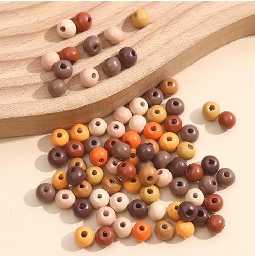 HERZWILD 500pcs bunte holzperlen zum auffädeln 10mm holzperle farbig bastelnperlen f. DIY schmuck Herstellung (bunt-10mm/B) von HERZWILD