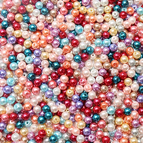 HERZWILD bunt Glasperlen zum auffädeln 600pcs Kunstperle Runde Perlen 6mm für Schmuckherstellung (color mix) von HERZWILD