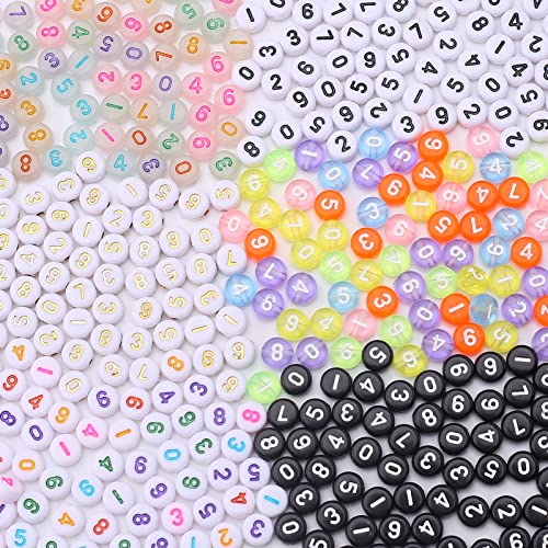 HERZWILD 600pcs Nummern Perlen Nummer 0-9 perlen 4x7mm Zahlenperlen Rund bastelnperlen für Schmuck Basteln (colorful) von HERZWILD