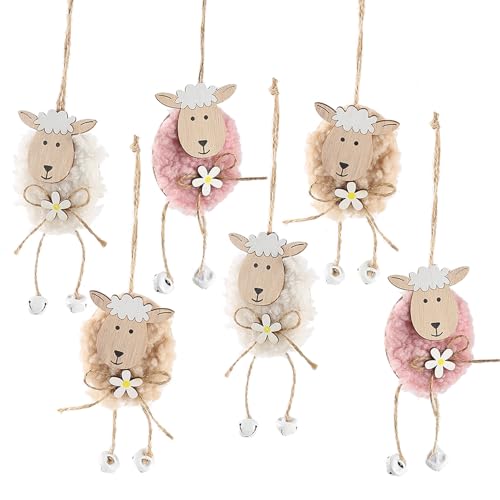 HERZWILD 6pcs Ostern Schafe Anhänger aus Holz Schafe zum Aufhängen Osterdeko Schäfchen Deko HERZWILD 6pcs Ostern Schafe Anhänger aus Holz Schafe zum Aufhängen Osterdeko Schäfchen Deko von HERZWILD
