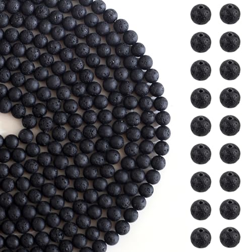 HERZWILD 8mm Lava Perlen 470pcs runde schwarze Lavastein-Perlen, natürliche Edelsteinperlen, Vulkangestein, Öldiffusor, Perlen für Armbänder, Halsketten, Schmuckherstellung HERZWILD 8mm Lava Perlen 470pcs runde schwarze Lavastein-Perlen, natürliche Edelsteinperlen, Vulkangestein, Öldiffusor, Perlen für Armbänder, Halsketten, Schmuckherstellung von HERZWILD