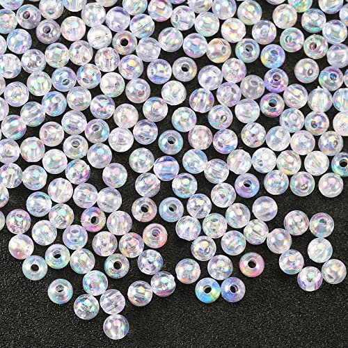 HERZWILD 800 Stück rund AB Kunststoffperlen 8mm acrylic perlen für Schmuckherstellung (white round 0.8) von HERZWILD