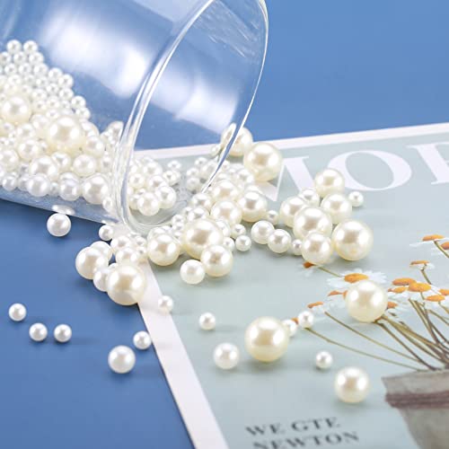 HERZWILD Glasperlen Creme Gemischte Größe Perlen ohne Loche Kunstperle Runde Perlen für Schmuckherstellung (no hole beige) von HERZWILD