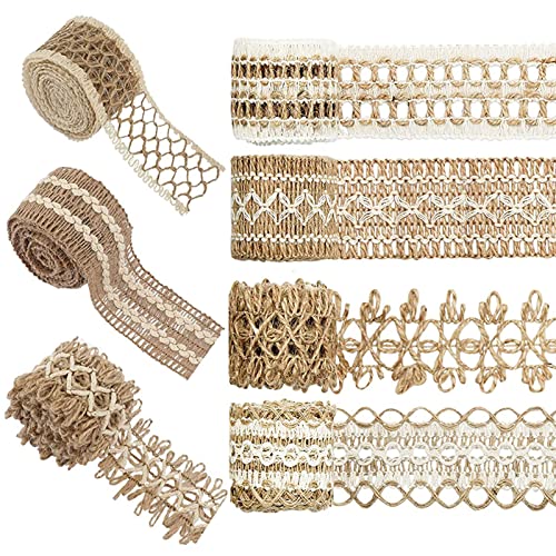 HERZWILD Juteband, 7 Rolle Vintage Natürliche Sackleinen Hessische Jute Band mit spitzenband für DIY Handwerk Weihnachten Deko Hochzeit Party Basteln Geschenkband HERZWILD Juteband, 7 Rolle Vintage Natürliche Sackleinen Hessische Jute Band mit spitzenband für DIY Handwerk Weihnachten Deko Hochzeit Party Basteln Geschenkband von HERZWILD