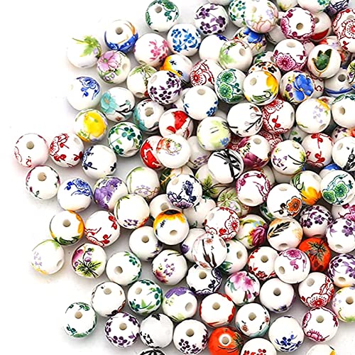 HERZWILD Keramikperlen Bunte Perlen Auffädeln für DIY Schmuck Arts Crafts Halskette Armreif (8mm) von HERZWILD
