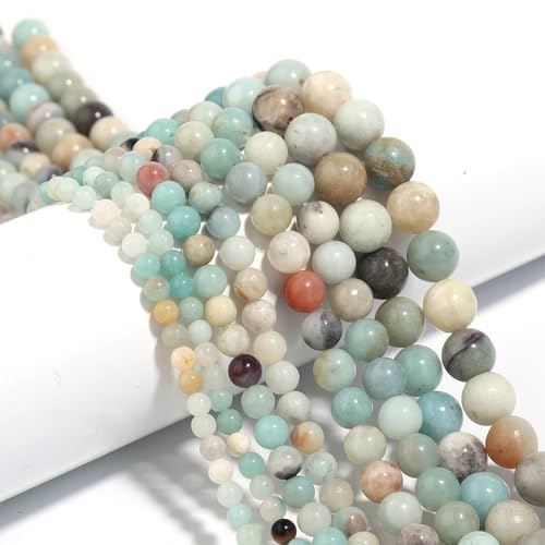 HERZWILD 370 Stück Natürliche Amazonit Perlen Edelstein Perlen Runde Edelsteinperlen mit Loch zum Schmuck Basteln Auffädeln DIY Armband Halsketten Schmuckherstellung (Amazonit-4mm) von HERZWILD