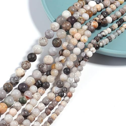 HERZWILD Natürliche Edelstein Perlen Runde Edelsteinperlen mit Loch zum Schmuck Basteln Auffädeln DIY Armband Halsketten Schmuckherstellung (Achat-4mm) von HERZWILD