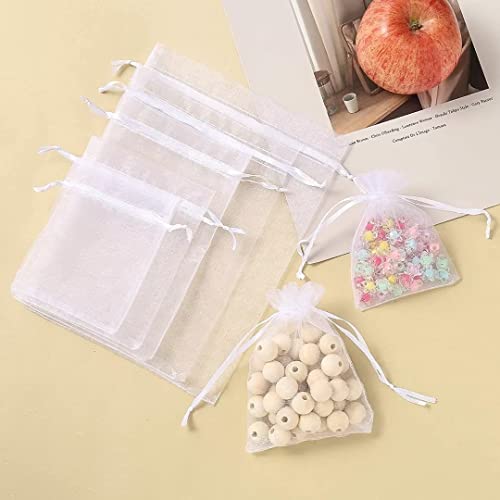 HERZWILD 100 Stück Organzasäckchen weihnachten Organzasäckchen Weiß Organzabeutel Säckchen Geschenkbeutel Säckli organzasäckchen klein (10x15) von HERZWILD