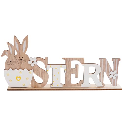 HERZWILD Ostern Aufsteller Osterdeko zum Hinstellen Schriftzug mit niedlichen Osterhasen Osterdekoration aus Holz für Ostern (C-Ostern) von HERZWILD