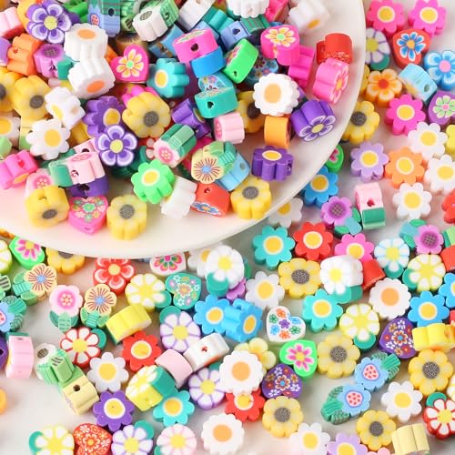 HERZWILD blume Perlen zum Auffädeln 300pcs clay perlen blume perlen für Schmuck Basteln (blume） von HERZWILD