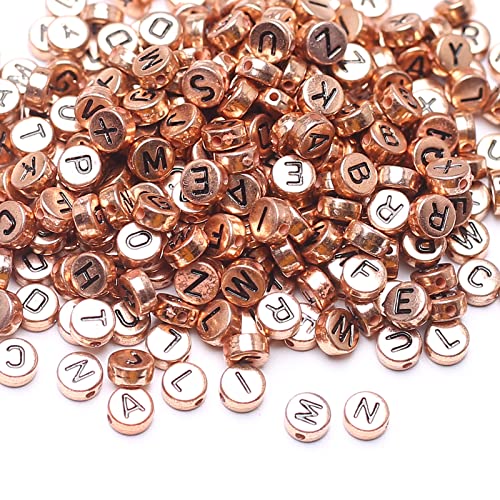 HERZWILD buchstabenperlen gold buchstaben perlen bastelnperlen Buchstaben A-Z perlen für Schmuck Basteln (black-rose gold)… von HERZWILD
