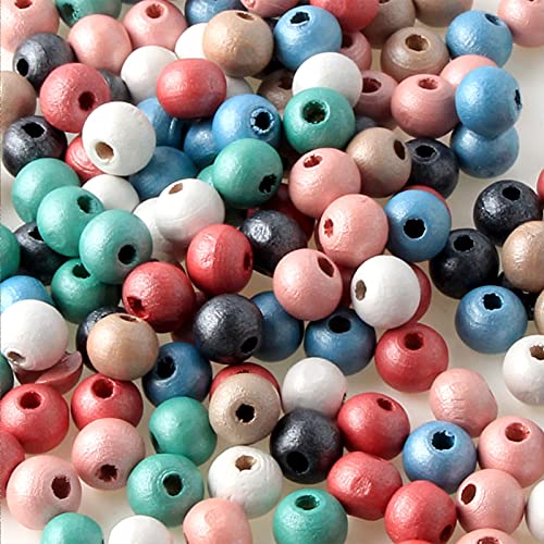 HERZWILD bunte holzperlen zum auffädeln 1000stk holzperle farbig bastelnperlen f. DIY schmuck Herstellung (8mm Pearl color) von HERZWILD