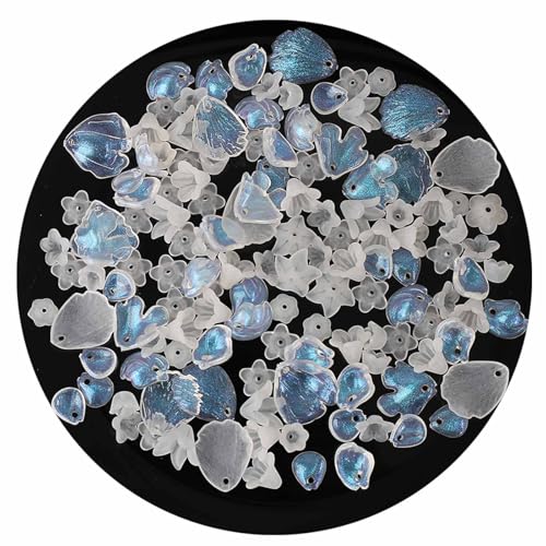 HERZWILD ca.370pcs transparente blume-Anhänger, Blumenblättern klares Acryl, weiß Charms 150g Perlenkappen, Blumenmuster, zum Basteln von Schmuck, Armbändern, Halsketten, Ohrringen (weiß) von HERZWILD