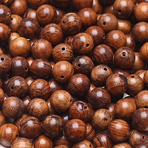 HERZWILD natürliche Sandelholz-Perlen, Gemischte Muster Natürliche Bunte Holz Perlen, Holzperlen mit Perlen Einfädler.…… (black brown 8mm) von HERZWILD