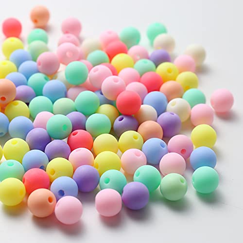 HERZWILD perlen zum Auffädeln ca.400pcs Matte bastelnperlen 10mm bunt Acryl Perlen kunstperlen f.schmuckherstellung DIY halsketten Armband （10mm/400pcs） von HERZWILD