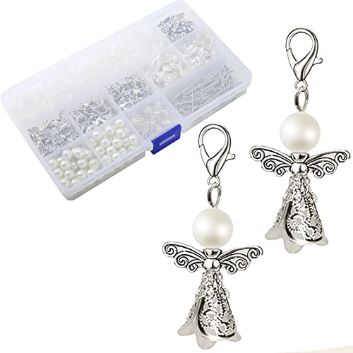 HERZWILD schutzengel selber machen 50 set Schlüsselanhänger Engel Charme Perlenengel Anhänger für DIY Hochzeit Schmuck Halskette Basteln Basteln Perlenengel Engel (B) von HERZWILD