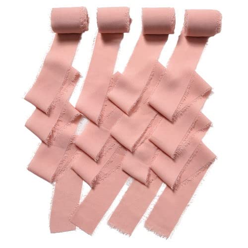 4 Rollen chiffonband Vintage Geschenkband Dekoratives schleifenband DIY Handwerk Schleifenband Hochzeit Party Deko für Hochzeitseinladungssträuße Geschenkverpackung (Pink) von HESHIFENG. party & accessories