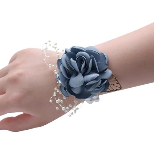 HESHUWEN Blumenarmband 2 Stücke Handgelenk Blume Boutonniere(Deep-Gray) von HESHUWEN